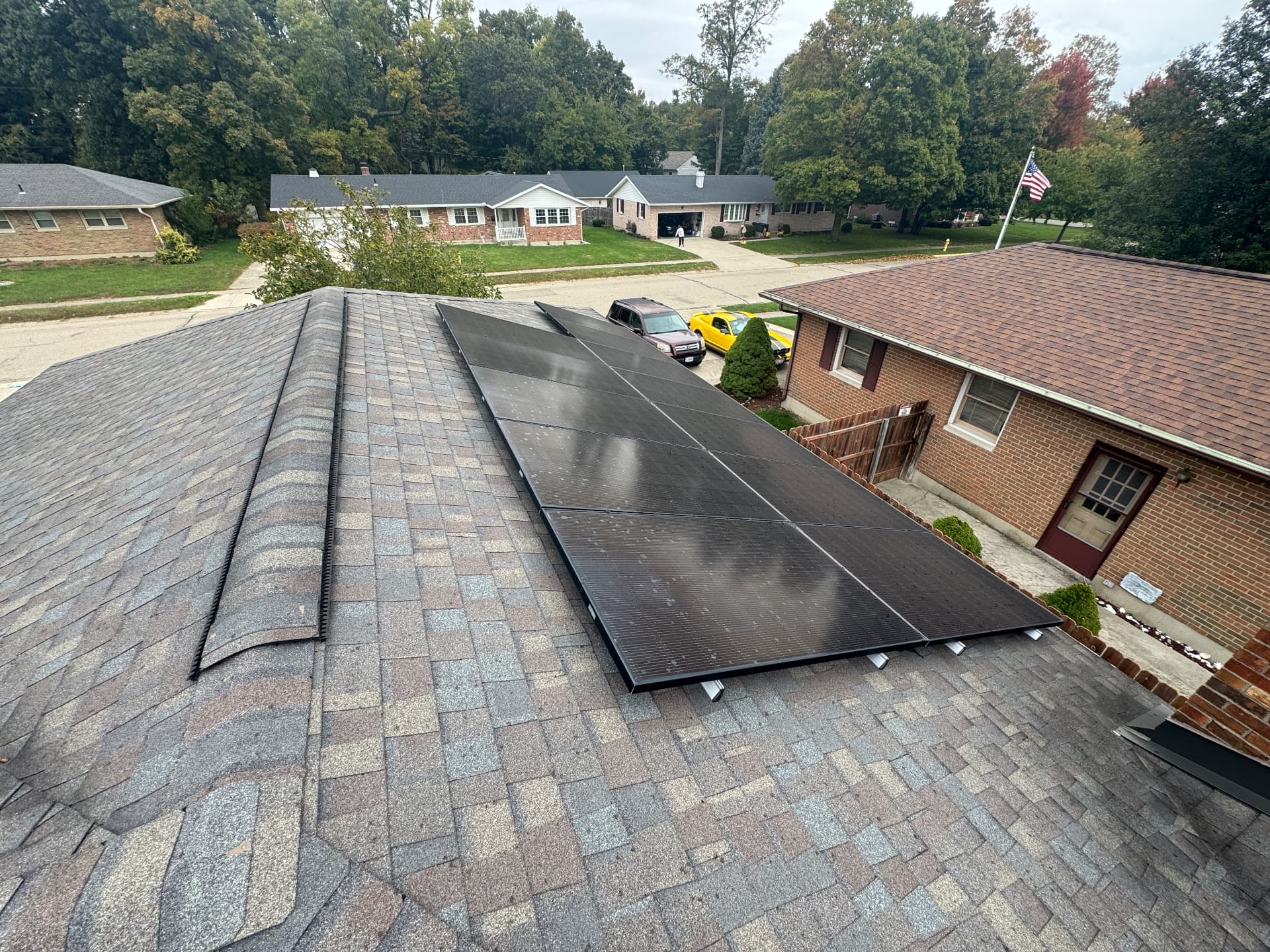 Solar array carefully reset onto the finished roof
